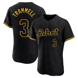 Men's Detroit Tigers Alan Trammell Authentic Black Snake Skin City Jersey