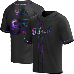 Men's Detroit Tigers Burch Smith Replica Black Holographic Alternate Jersey