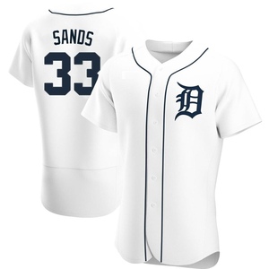 Men's Detroit Tigers Donny Sands Authentic White Home Jersey