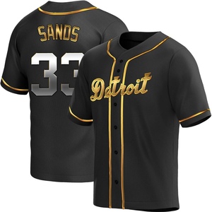 Men's Detroit Tigers Donny Sands Replica Black Golden Alternate Jersey