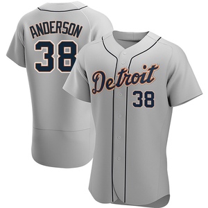 Men's Detroit Tigers Drew Anderson Authentic Gray Road Jersey