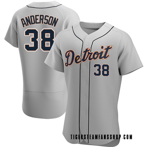 Men's Detroit Tigers Drew Anderson Authentic Gray Road Jersey