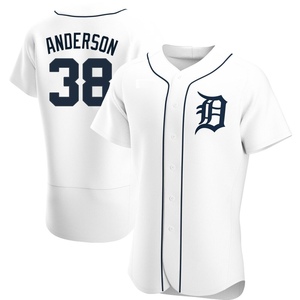 Men's Detroit Tigers Drew Anderson Authentic White Home Jersey
