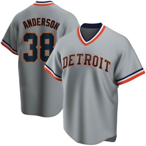 Men's Detroit Tigers Drew Anderson Limited Gray Road Cooperstown Collection Jersey