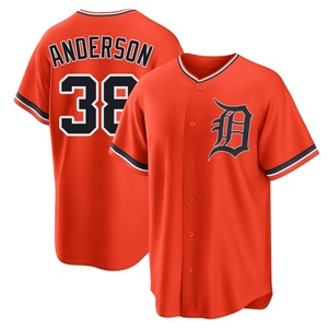 Men's Detroit Tigers Drew Anderson Replica Orange Alternate Jersey
