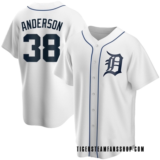 Men's Detroit Tigers Drew Anderson Replica White Home Jersey