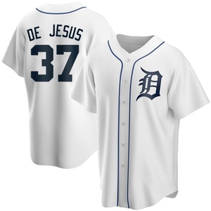 Men's Detroit Tigers Enmanuel De Jesus Replica White Home Jersey