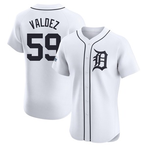 Men's Detroit Tigers Framber Valdez Elite White Home Patch Jersey