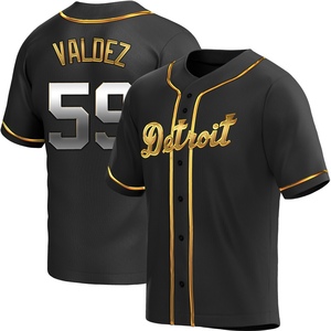 Men's Detroit Tigers Framber Valdez Replica Black Golden Alternate Jersey