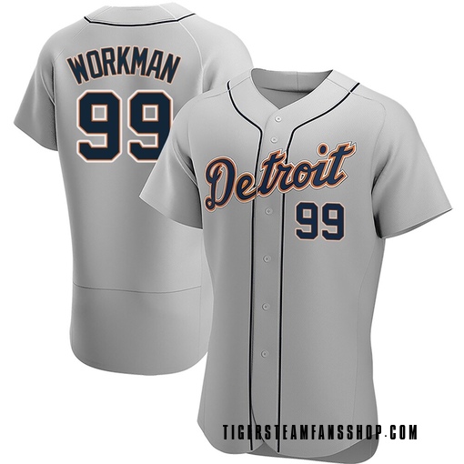 Men's Detroit Tigers Gage Workman Authentic Gray Road Jersey