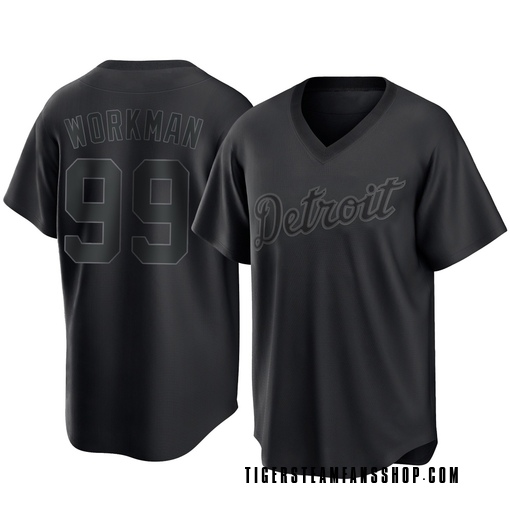 Men's Detroit Tigers Gage Workman Replica Black Pitch Fashion Jersey