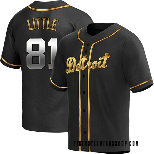 Men's Detroit Tigers Jack Little Replica Black Golden Alternate Jersey
