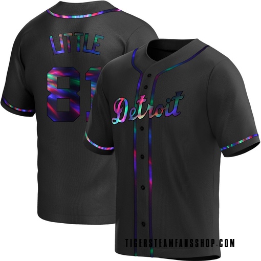 Men's Detroit Tigers Jack Little Replica Black Holographic Alternate Jersey