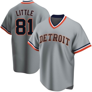 Men's Detroit Tigers Jack Little Replica Gray Road Cooperstown Collection Jersey