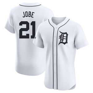 Men's Detroit Tigers Jackson Jobe Elite White Home Patch Jersey