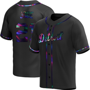 Men's Detroit Tigers Jackson Jobe Replica Black Holographic Alternate Jersey