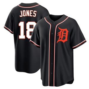 Men's Detroit Tigers Jahmai Jones Replica Black Fashion Out Jersey