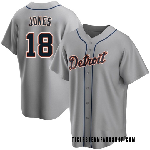 Men's Detroit Tigers Jahmai Jones Replica Gray Road Jersey