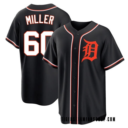 Men's Detroit Tigers Jake Miller Replica Black Fashion Out Jersey