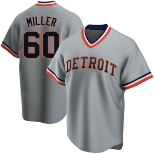 Men's Detroit Tigers Jake Miller Replica Gray Road Cooperstown Collection Jersey