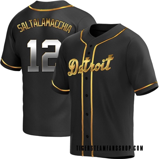 Men's Detroit Tigers Jarrod Saltalamacchia Replica Black Golden Alternate Jersey