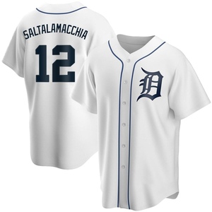 Men's Detroit Tigers Jarrod Saltalamacchia Replica White Home Jersey