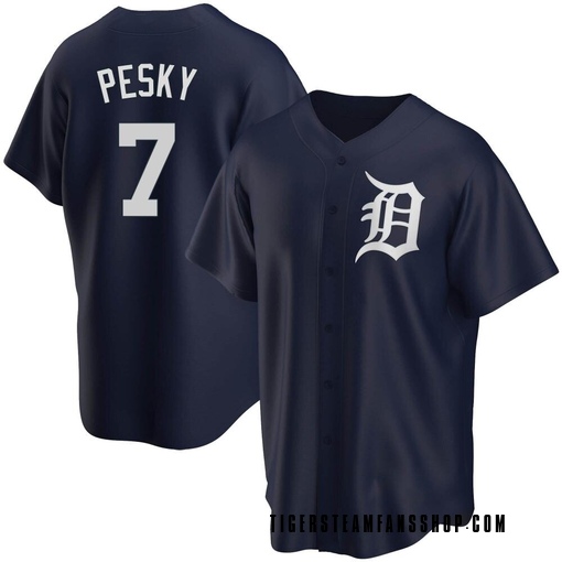 Men's Detroit Tigers Johnny Pesky Replica Navy Alternate Jersey