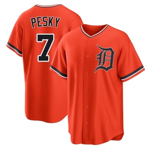 Men's Detroit Tigers Johnny Pesky Replica Orange Alternate Jersey