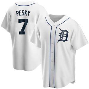 Men's Detroit Tigers Johnny Pesky Replica White Home Jersey