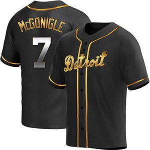 Men's Detroit Tigers Kevin McGonigle Replica Black Golden Alternate Jersey