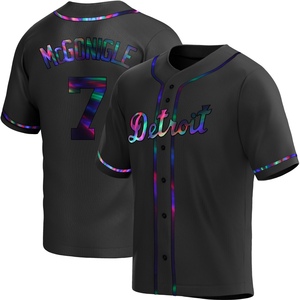 Men's Detroit Tigers Kevin McGonigle Replica Black Holographic Alternate Jersey