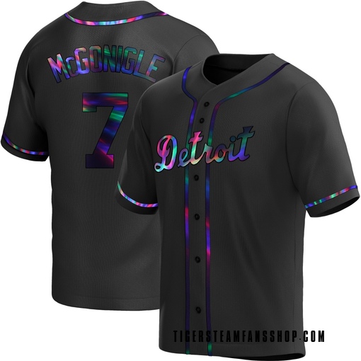 Men's Detroit Tigers Kevin McGonigle Replica Black Holographic Alternate Jersey