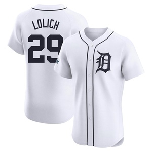Men's Detroit Tigers Mickey Lolich Elite White Home Patch Jersey