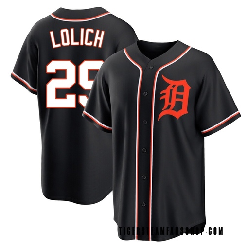 Men's Detroit Tigers Mickey Lolich Replica Black Fashion Out Jersey