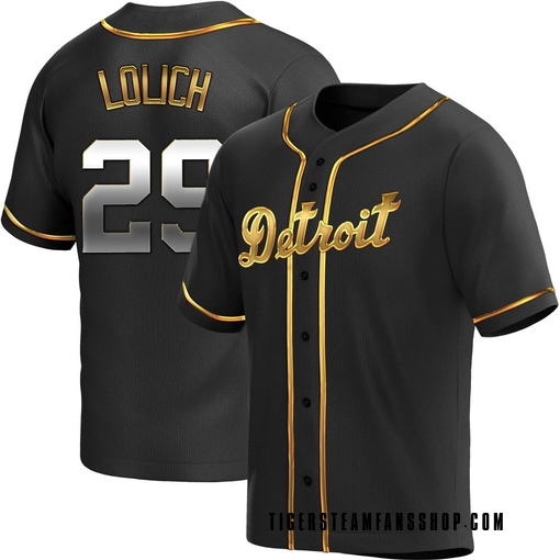 Men's Detroit Tigers Mickey Lolich Replica Black Golden Alternate Jersey