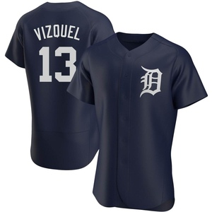 Men's Detroit Tigers Omar Vizquel Authentic Navy Alternate Jersey
