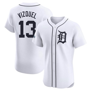 Men's Detroit Tigers Omar Vizquel Elite White Home Patch Jersey