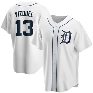 Men's Detroit Tigers Omar Vizquel Replica White Home Jersey