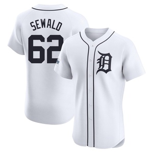 Men's Detroit Tigers Paul Sewald Elite White Home Patch Jersey