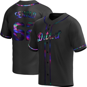Men's Detroit Tigers Paul Sewald Replica Black Holographic Alternate Jersey