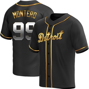 Men's Detroit Tigers Rafael Montero Replica Black Golden Alternate Jersey