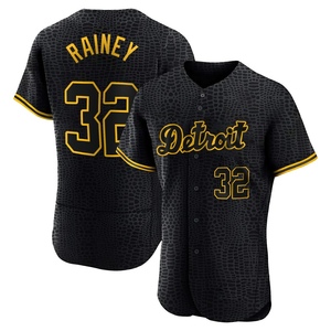 Men's Detroit Tigers Tanner Rainey Authentic Black Snake Skin City Jersey