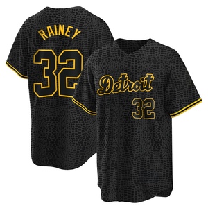 Men's Detroit Tigers Tanner Rainey Replica Black Snake Skin City Jersey
