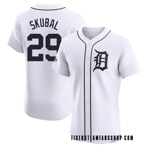 Men's Detroit Tigers Tarik Skubal Elite White Home Patch Jersey