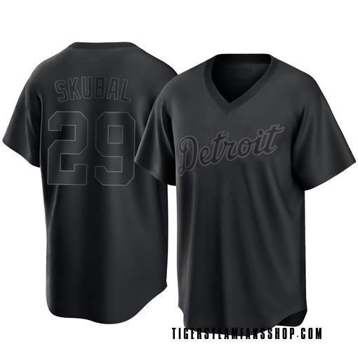 Men's Detroit Tigers Tarik Skubal Replica Black Pitch Fashion Jersey