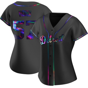 Women's Detroit Tigers Bailey Horn Replica Black Holographic Alternate Jersey