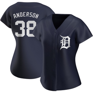 Women's Detroit Tigers Drew Anderson Authentic Navy Alternate Jersey