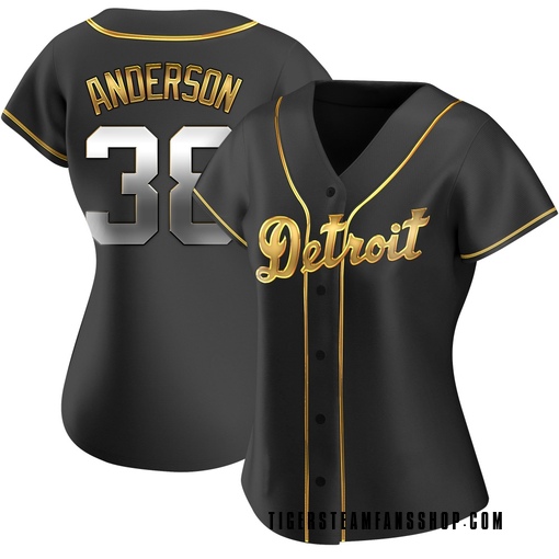 Women's Detroit Tigers Drew Anderson Replica Black Golden Alternate Jersey