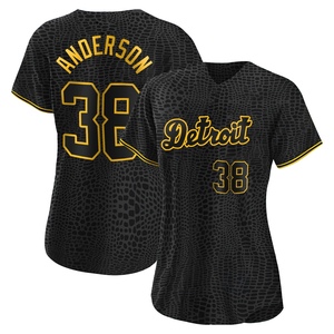 Women's Detroit Tigers Drew Anderson Replica Black Snake Skin City Jersey