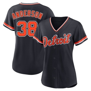 Women's Detroit Tigers Drew Anderson Replica Navy Alternate 2nd Jersey